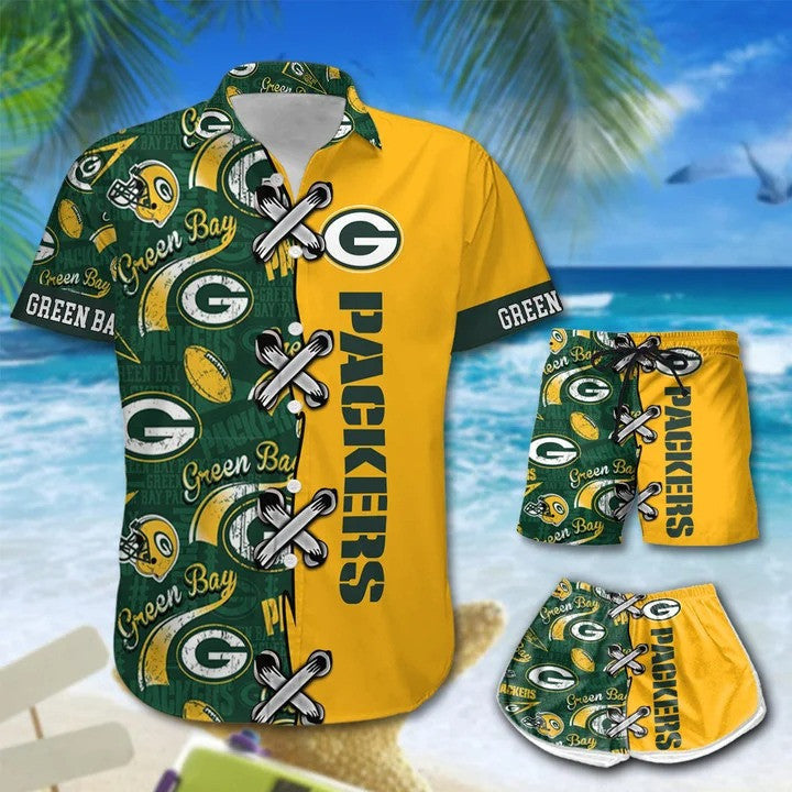 Green Bay Packers Personalized Hawaii Shirt & Shorts BG188