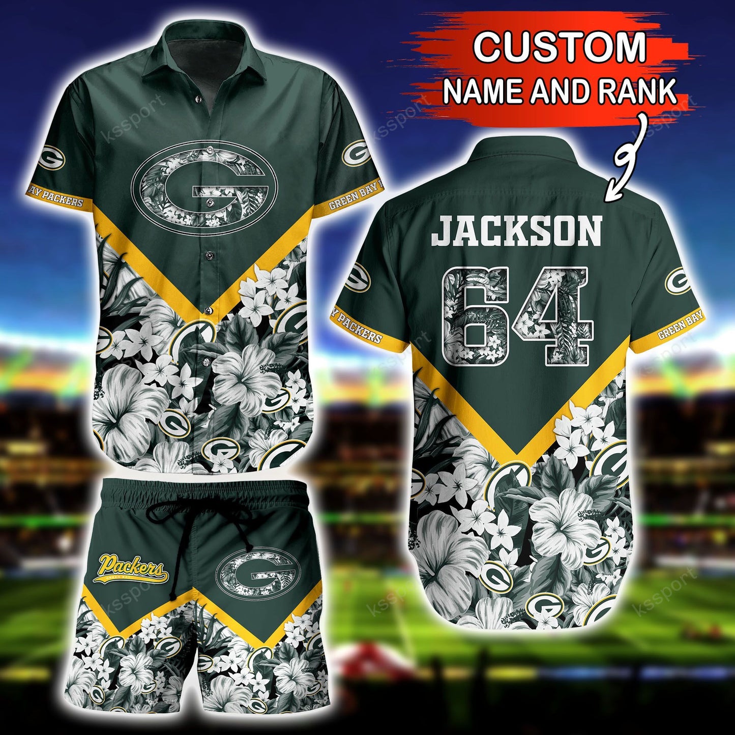 Green Bay Packers Personalized Shirt and Shorts BG280