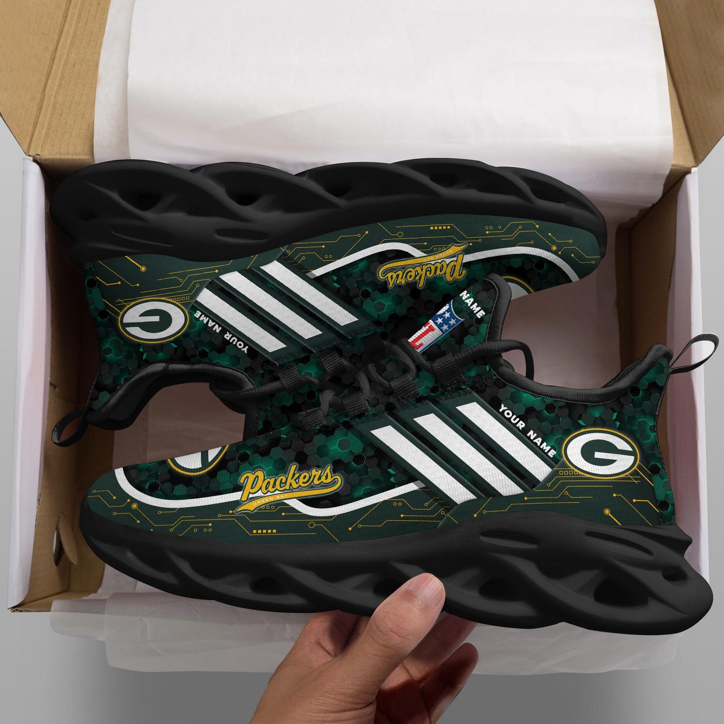 Green Bay Packers Personalized Yezy Running Sneakers SPD650