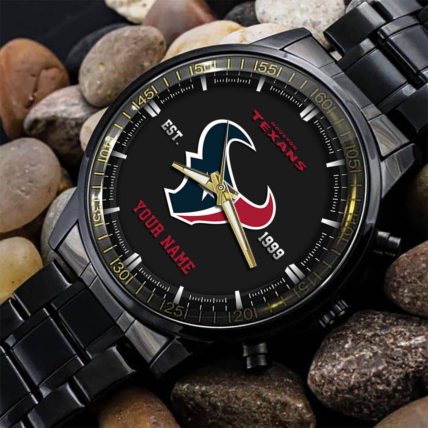Houston Texans Black Fashion Watch Gifts For Sport Fans AZWATCH067