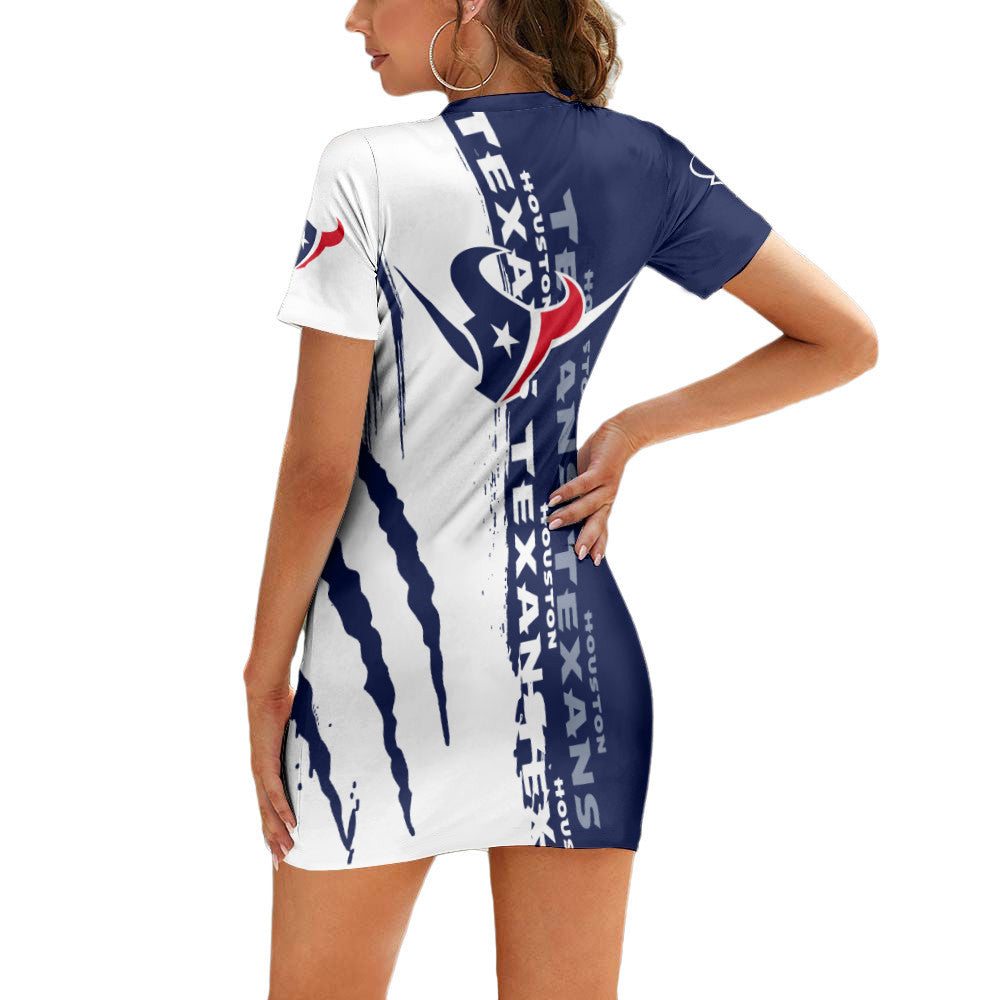 Houston Texans Casual Short Sleeve Bodycon Mini Dress BG108