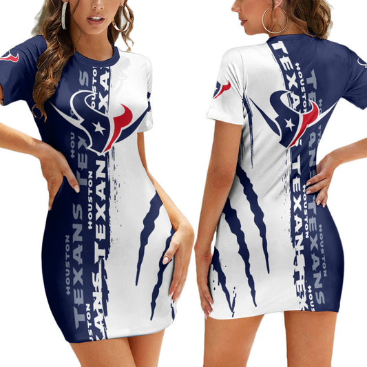 Houston Texans Casual Short Sleeve Bodycon Mini Dress BG108