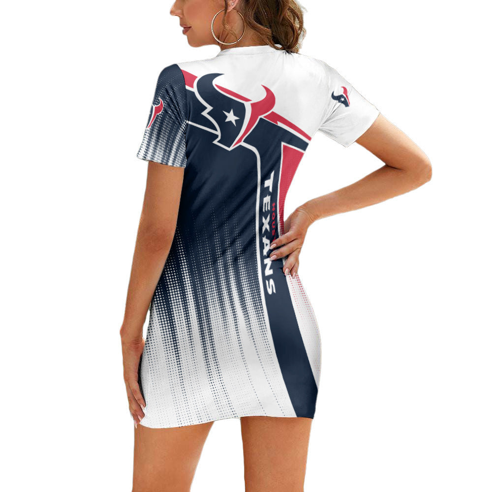Houston Texans Casual Short Sleeve Bodycon Mini Dress BG203