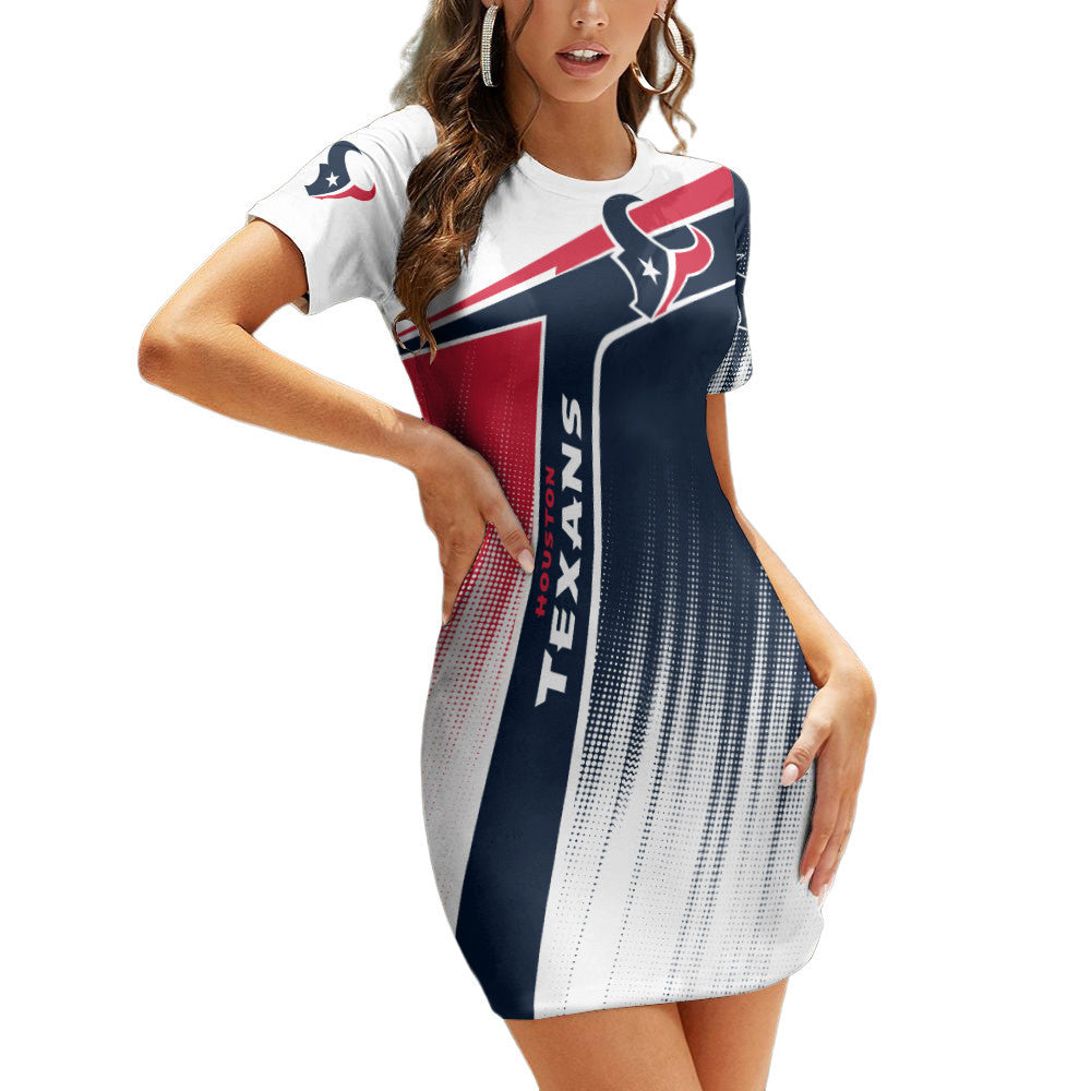 Houston Texans Casual Short Sleeve Bodycon Mini Dress BG203