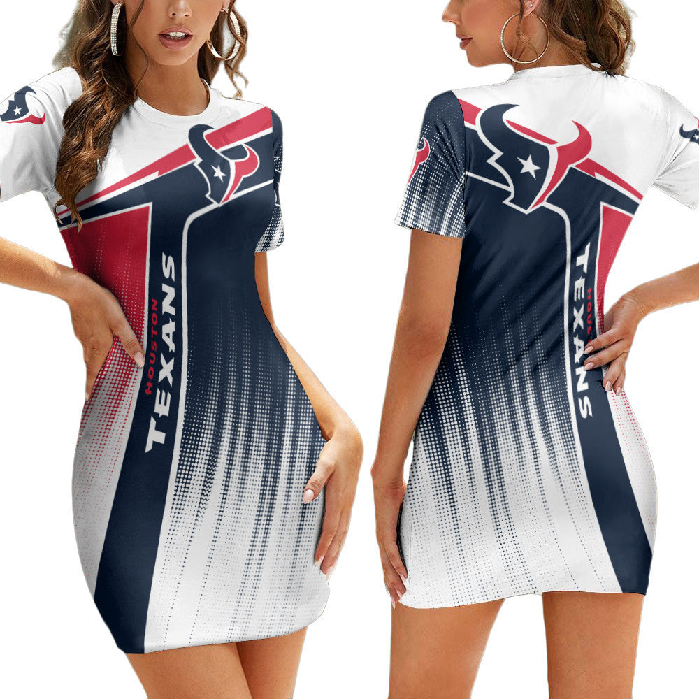 Houston Texans Casual Short Sleeve Bodycon Mini Dress BG203