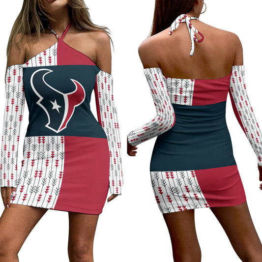 Houston Texans Halter Lace-up Dress 73