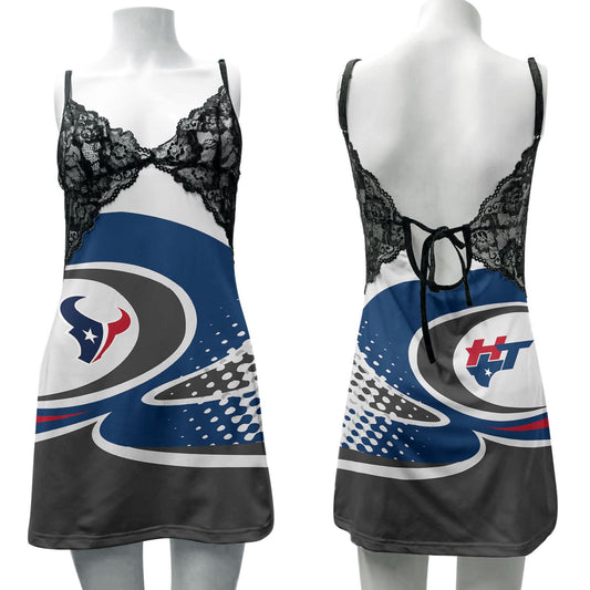 Houston Texans Lace Back Strap Slip Dress 157