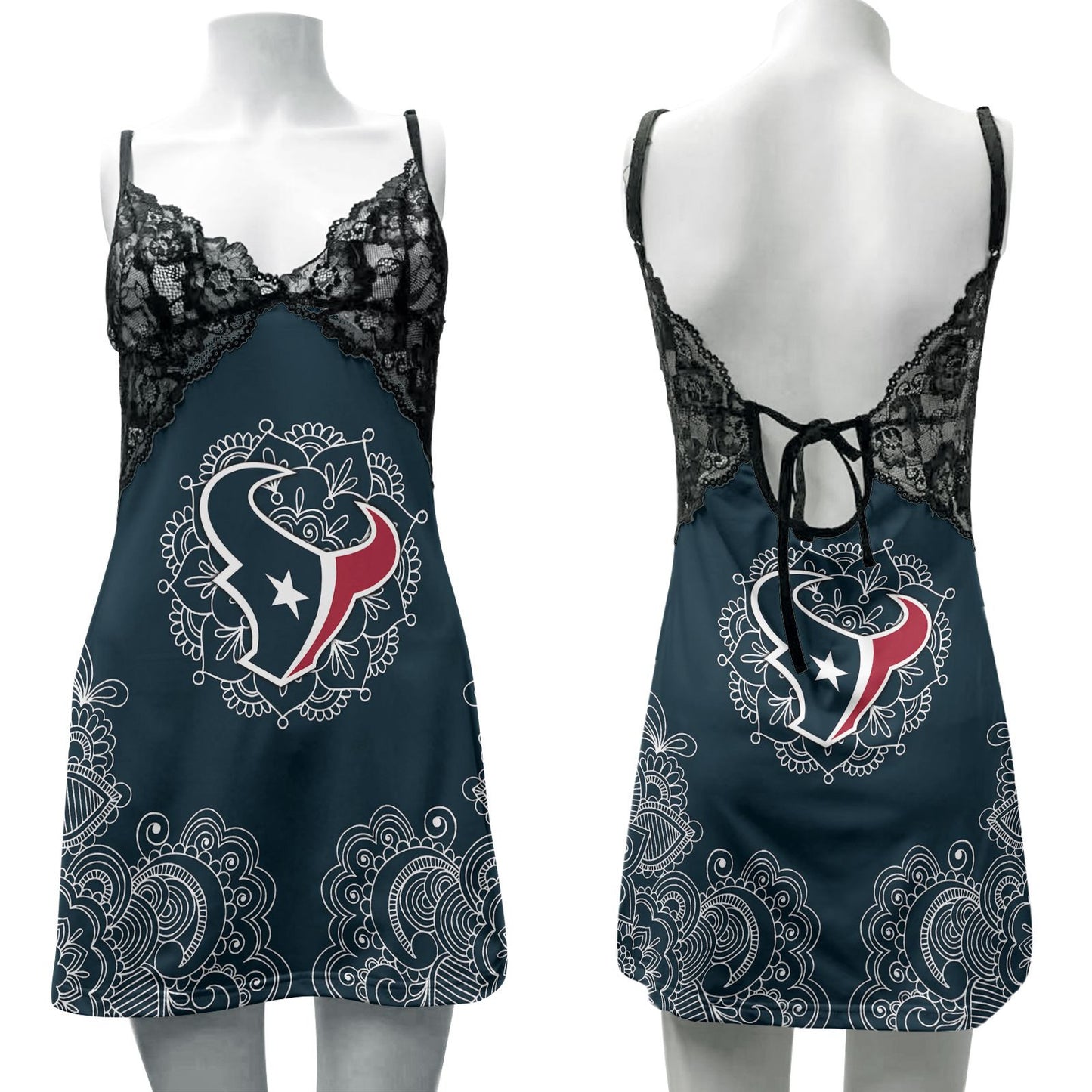 Houston Texans Lace Back Strap Slip Dress 222