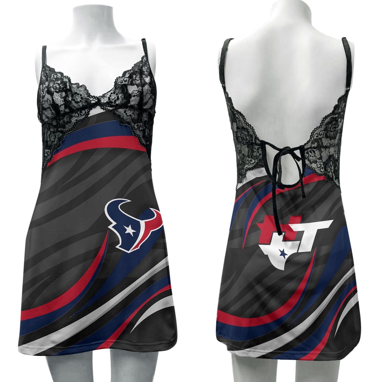 Houston Texans Lace Back Strap Slip Dress 24-1