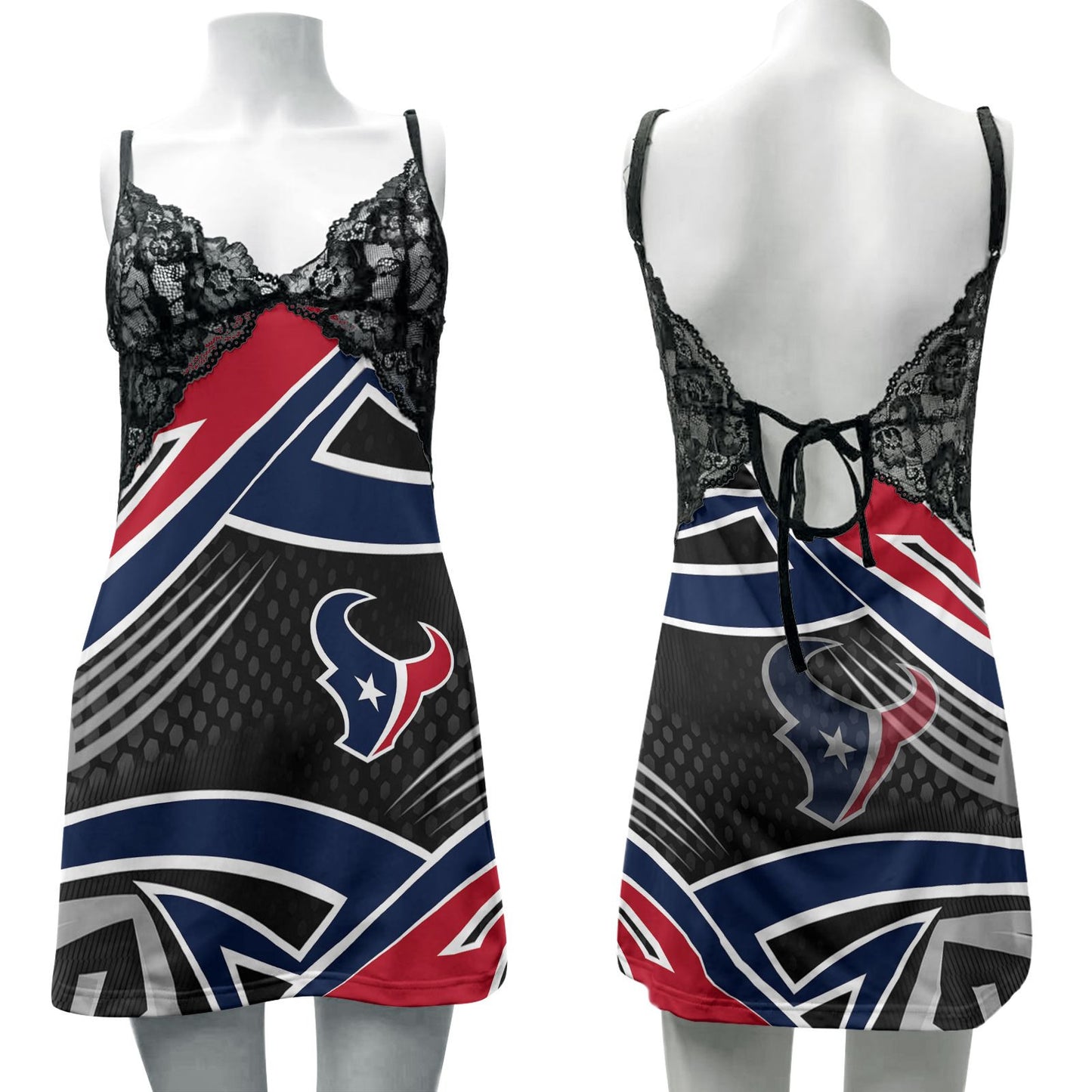 Houston Texans Lace Back Strap Slip Dress 302