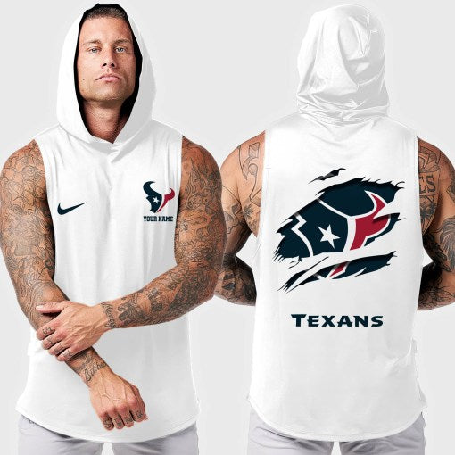 Houston Texans Men Workout Hooded Tank Top AZMGSH013