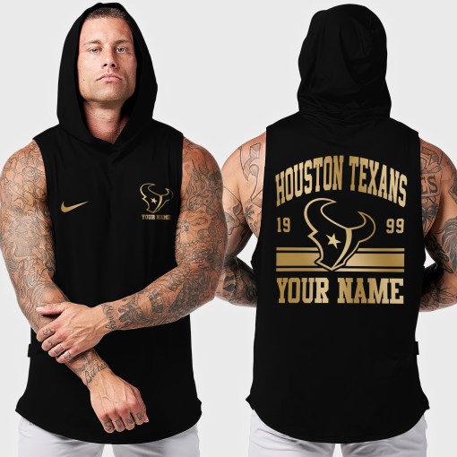 Houston Texans Men Workout Hooded Tank Top AZMGSH045