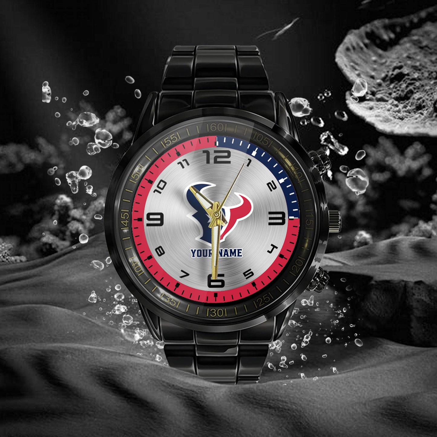Houston Texans Black Fashion Watch Gifts For Sport Fans AZWATCH013