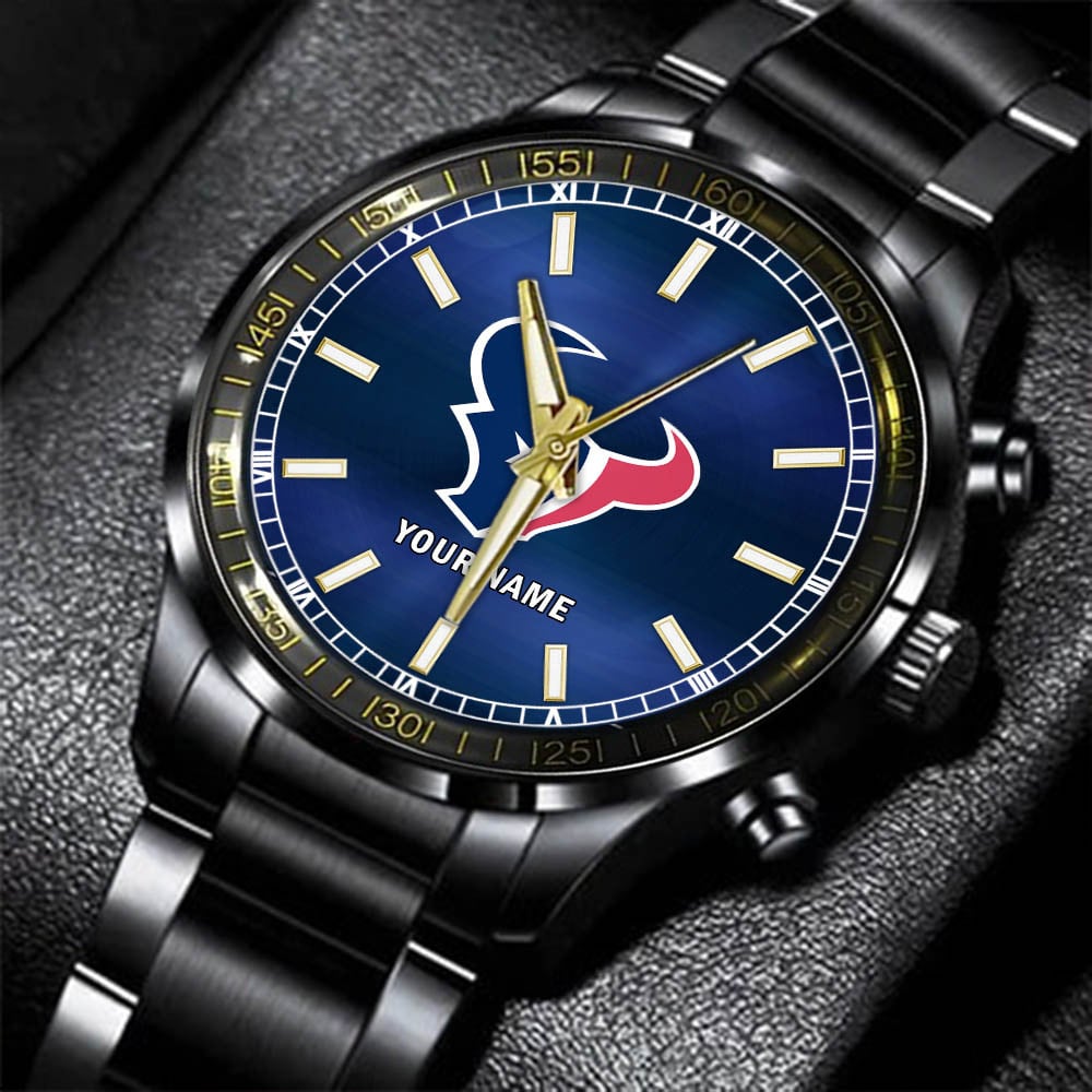 Houston Texans Black Fashion Watch Gifts For Sport Fans AZWATCH042