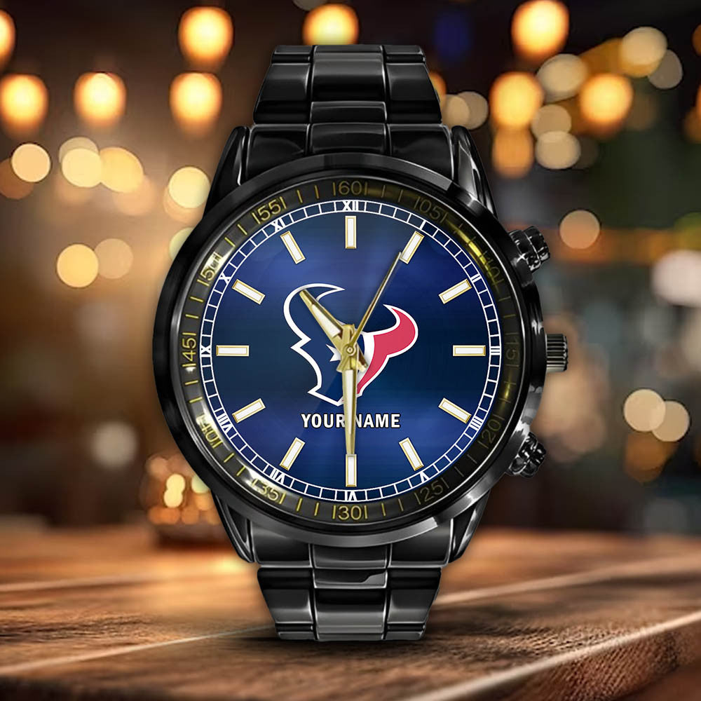 Houston Texans Black Fashion Watch Gifts For Sport Fans AZWATCH042