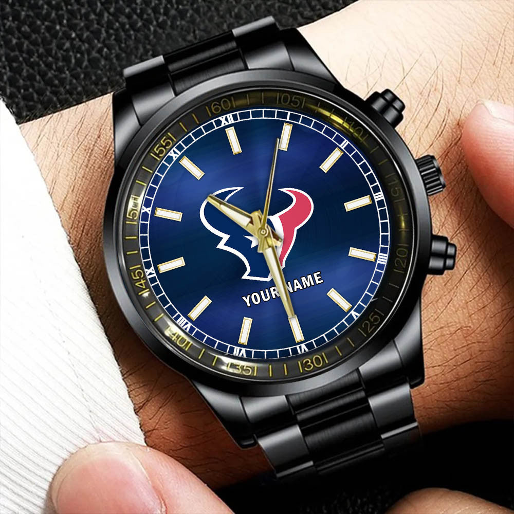 Houston Texans Black Fashion Watch Gifts For Sport Fans AZWATCH042