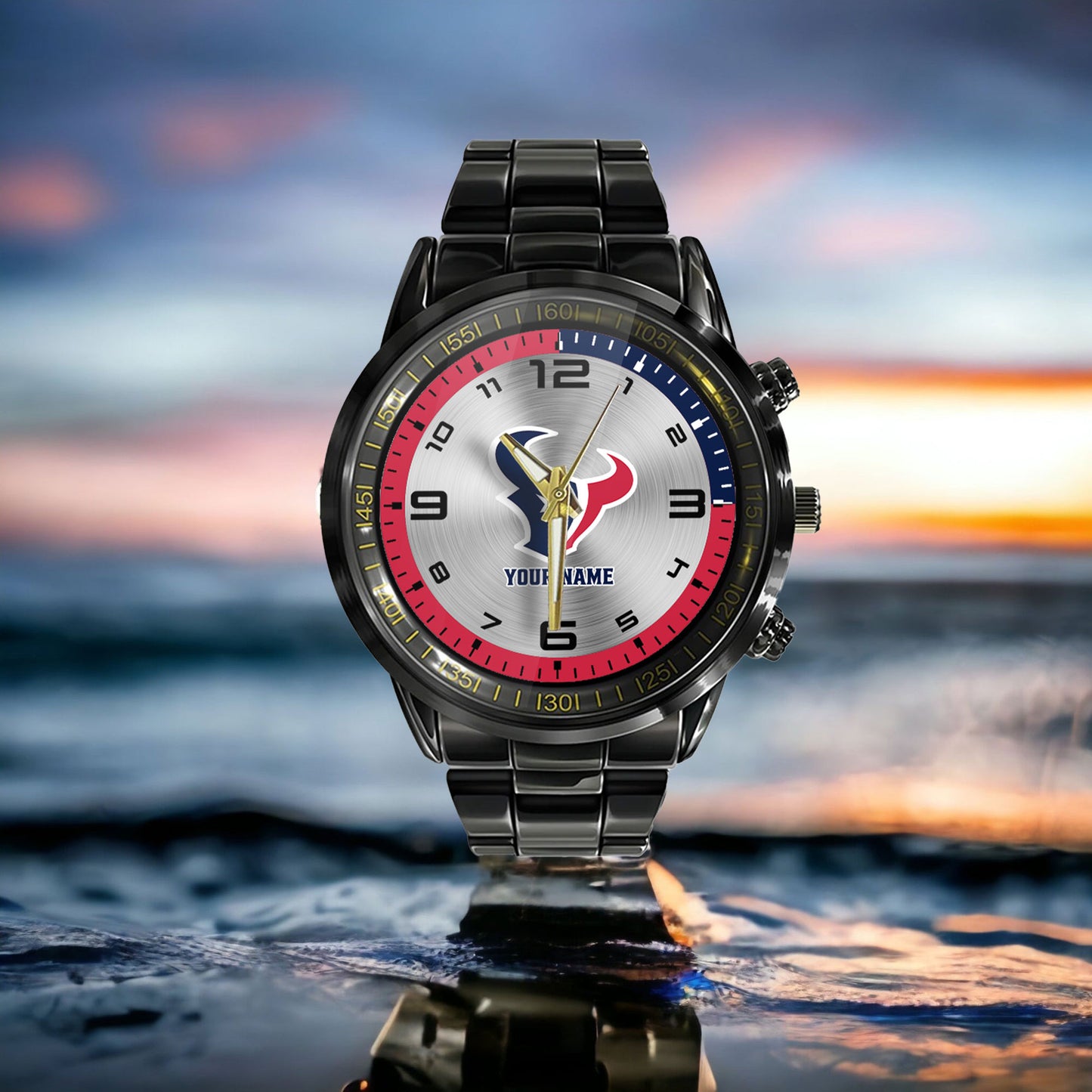 Houston Texans Black Fashion Watch Gifts For Sport Fans AZWATCH013
