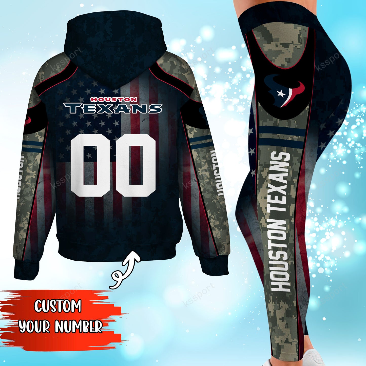 Houston Texans Personalized Leggings And Hoodie BG75