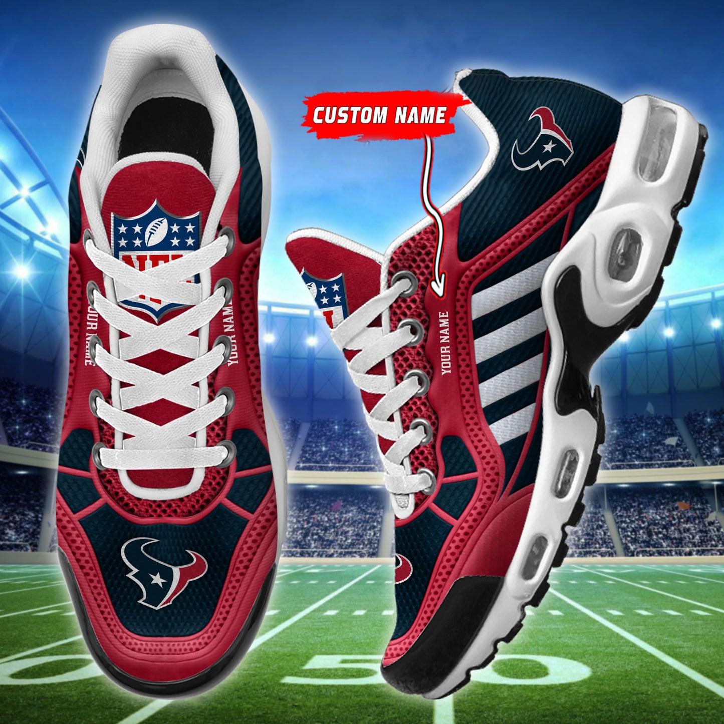 Houston Texans Personalized Plus T-N Youth Sneakers BG147