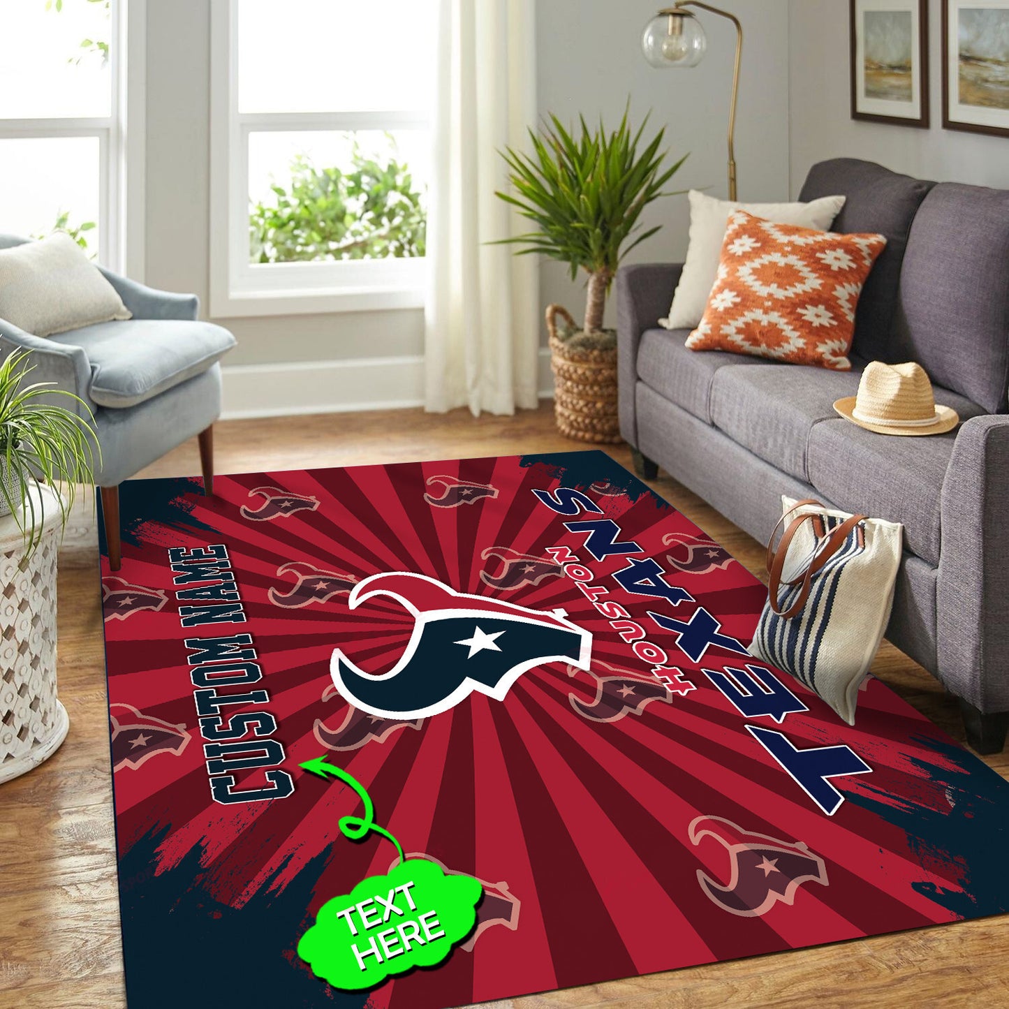 Houston Texans Personalized Premium Rectangle Rug 53
