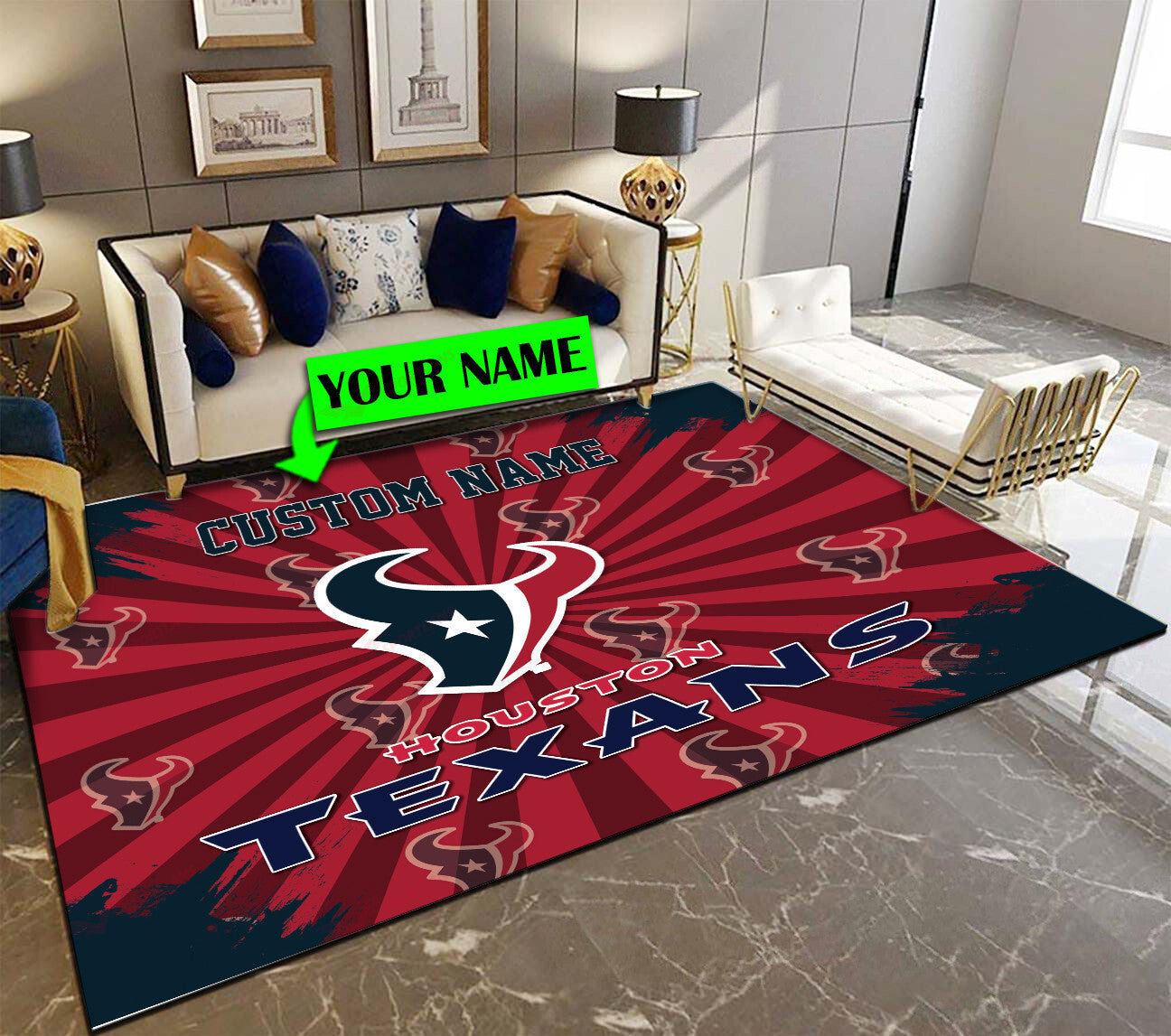 Houston Texans Personalized Premium Rectangle Rug 53