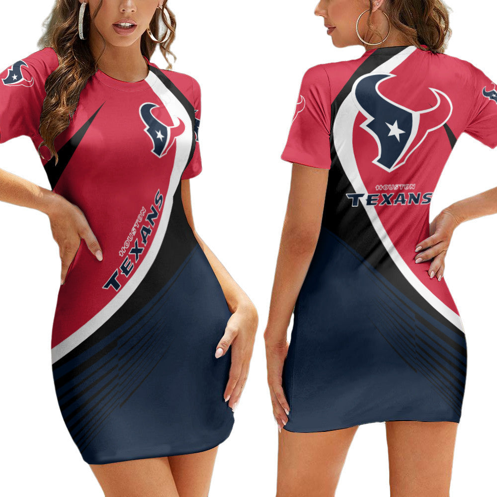 Houston Texans Short Sleeve Bodycon Mini Dress BG233