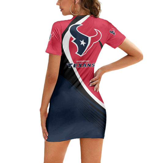 Houston Texans Short Sleeve Bodycon Mini Dress BG233