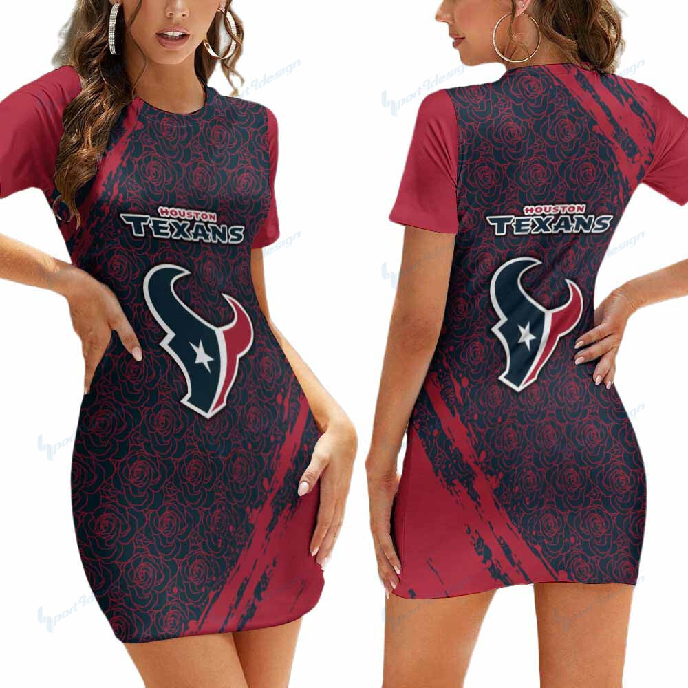 Houston Texans Short Sleeve Bodycon Mini Dress BG322