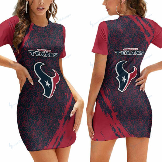 Houston Texans Short Sleeve Bodycon Mini Dress BG322