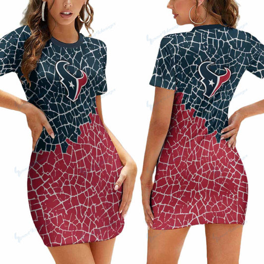 Houston Texans Short Sleeve Bodycon Mini Dress BG329