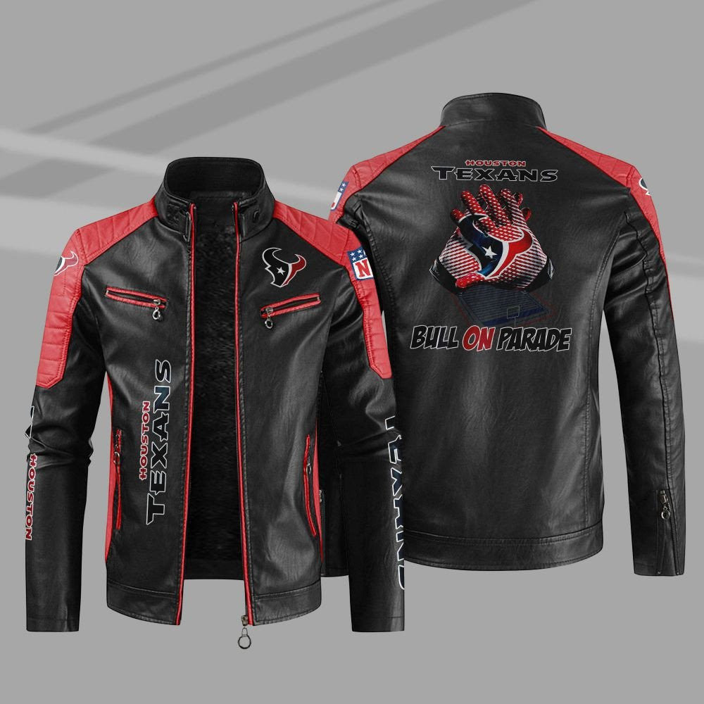 Houston Texans Stand Collar Leather Jacket BG05