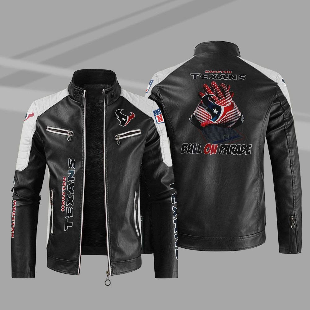 Houston Texans Stand Collar Leather Jacket BG05