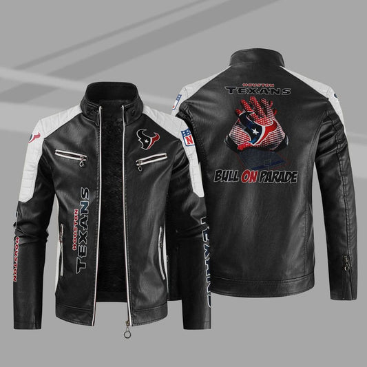Houston Texans Stand Collar Leather Jacket BG05