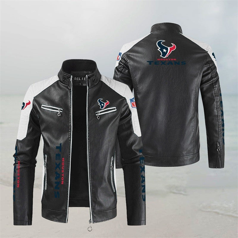 Houston Texans Stand Collar Leather Jacket BG32