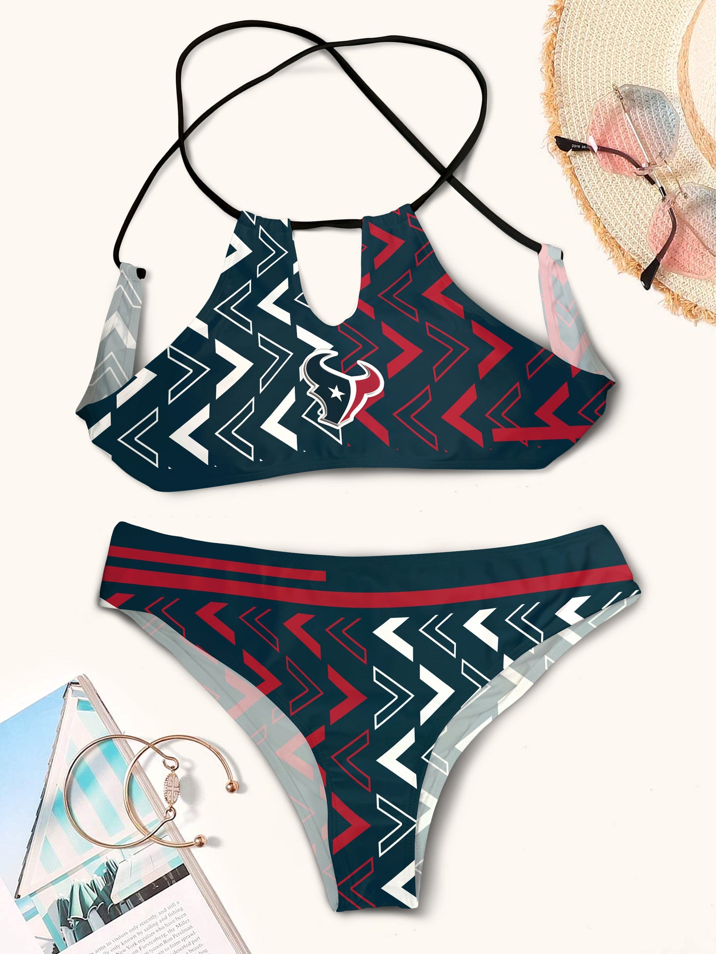 Houston Texans Women’s Cami Keyhole One-piece Swimsuit BG37