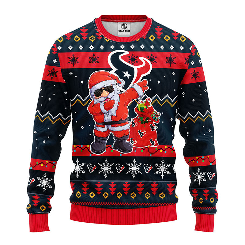 Houston Texans Dabbing Santa Claus Ugly Christmas Sweater BGSWT167