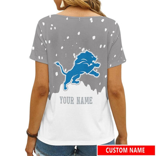 Detroit Lions Personalized V-neck Women T-shirt AGCWTS616