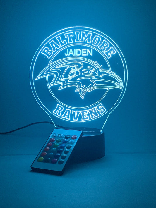 Baltimore Ravens Personalized 3D Lamp For Sport Fans AZ3DLA003