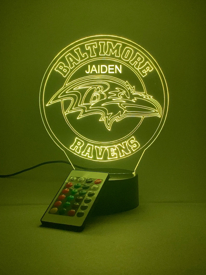 Baltimore Ravens Personalized 3D Lamp For Sport Fans AZ3DLA003