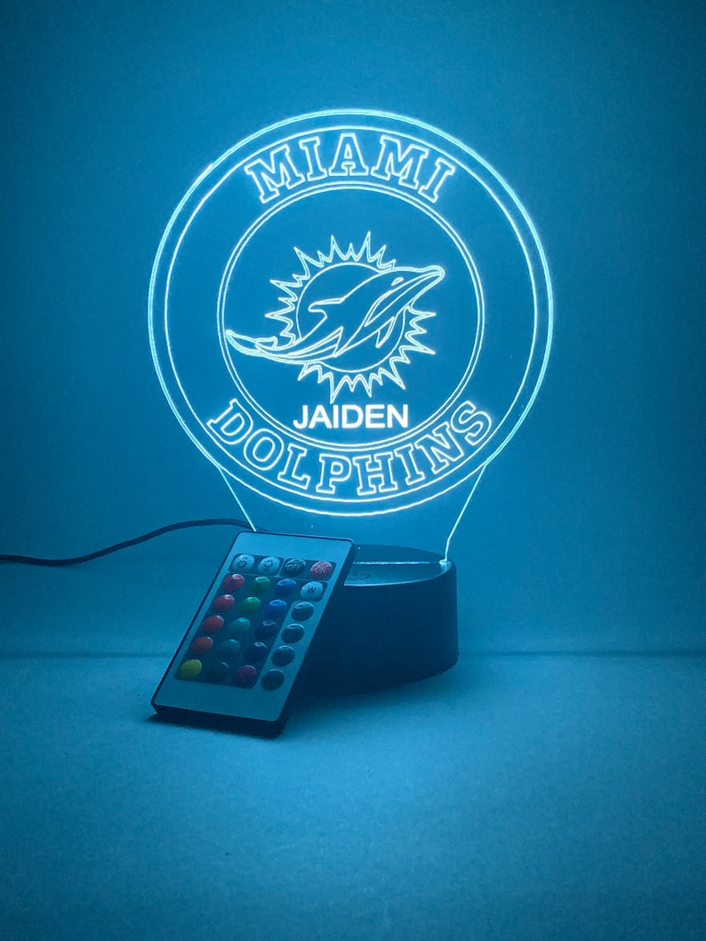 Miami Dolphins Personalized 3D Lamp For Sport Fans AZ3DLA020
