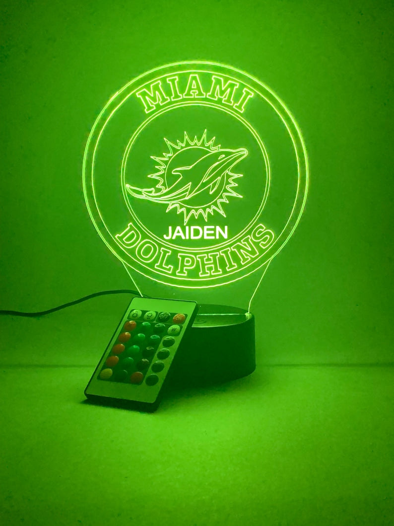 Miami Dolphins Personalized 3D Lamp For Sport Fans AZ3DLA020