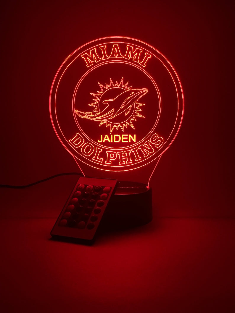 Miami Dolphins Personalized 3D Lamp For Sport Fans AZ3DLA020