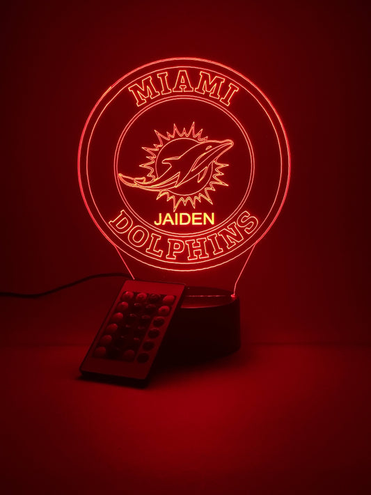 Miami Dolphins Personalized 3D Lamp For Sport Fans AZ3DLA020