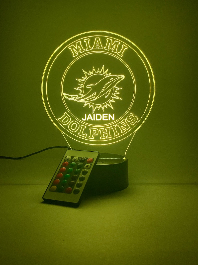 Miami Dolphins Personalized 3D Lamp For Sport Fans AZ3DLA020