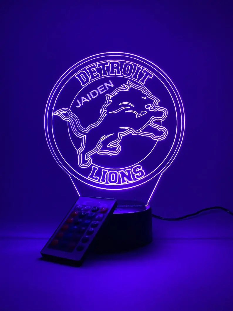 Detroit Lions Personalized 3D Lamp For Sport Fans AZ3DLA011