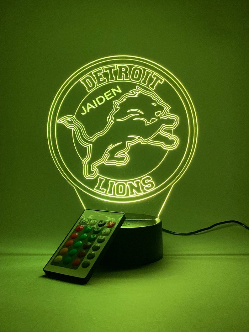 Detroit Lions Personalized 3D Lamp For Sport Fans AZ3DLA011