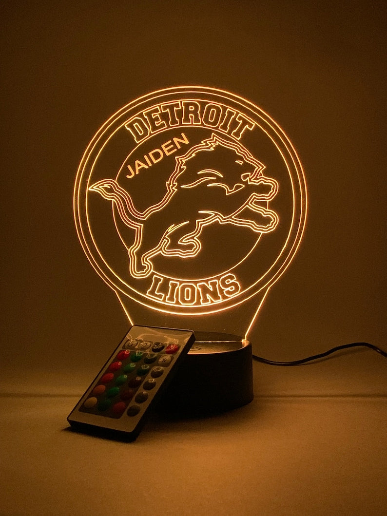 Detroit Lions Personalized 3D Lamp For Sport Fans AZ3DLA011