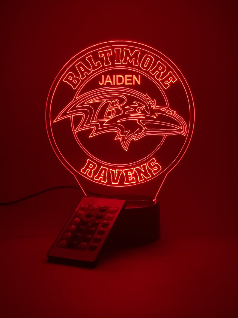 Baltimore Ravens Personalized 3D Lamp For Sport Fans AZ3DLA003
