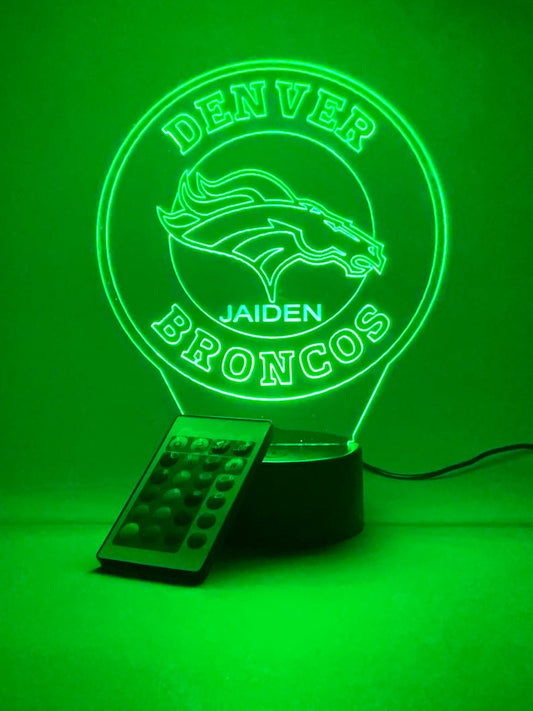 Denver Broncos Personalized 3D Lamp For Sport Fans AZ3DLA010