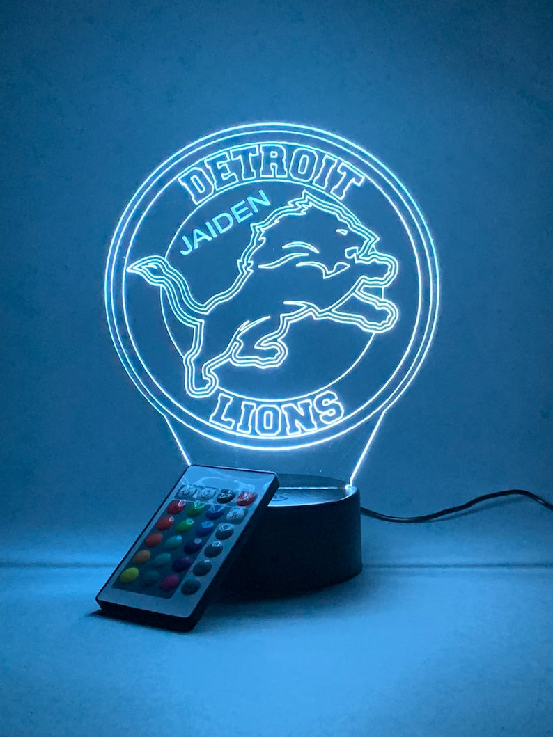 Detroit Lions Personalized 3D Lamp For Sport Fans AZ3DLA011